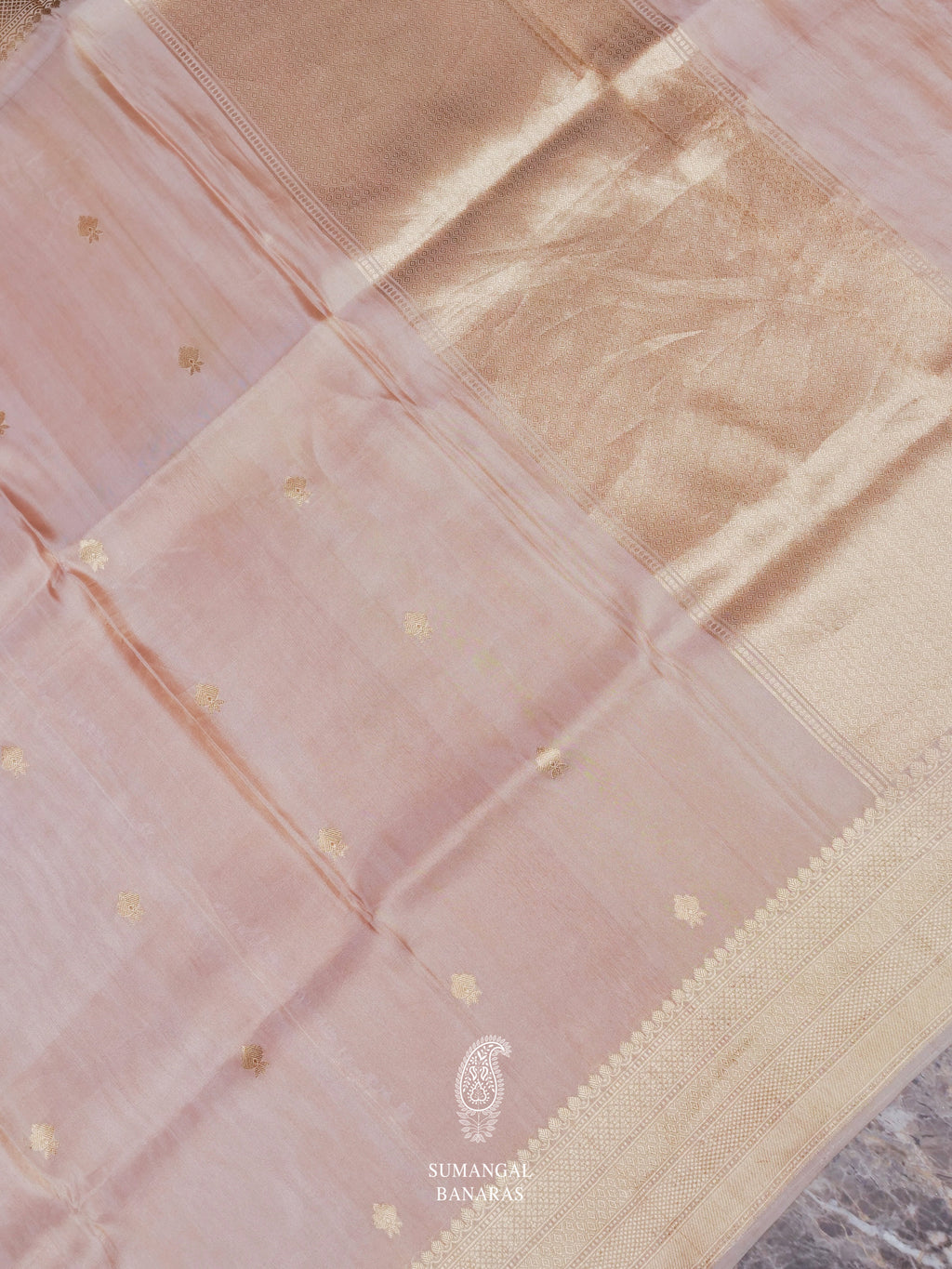 Handwoven Pastel Pink Tissue Silk Saree