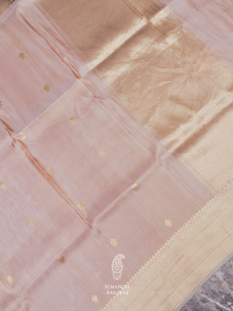 Handwoven Pastel Pink Tissue Silk Saree