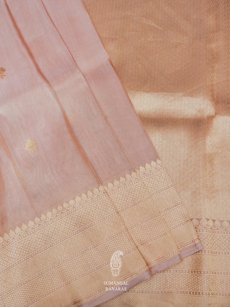 Handwoven Pastel Pink Tissue Silk Saree