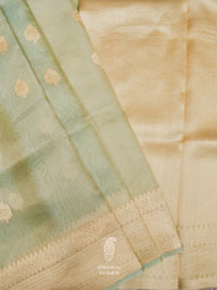Handwoven Soft Green  Tissue Silk Saree