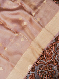 Handwoven Saga Pink  Tissue Silk Saree