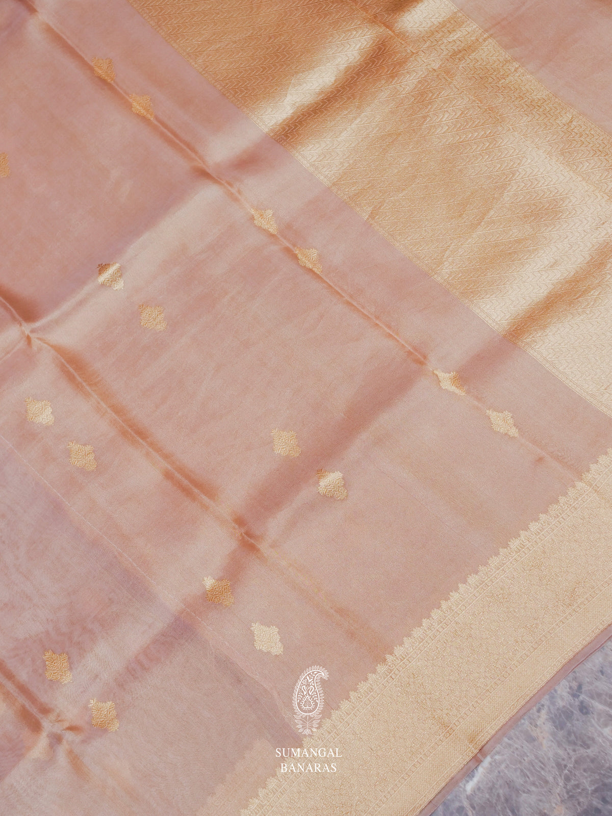 Handwoven Saga Pink  Tissue Silk Saree