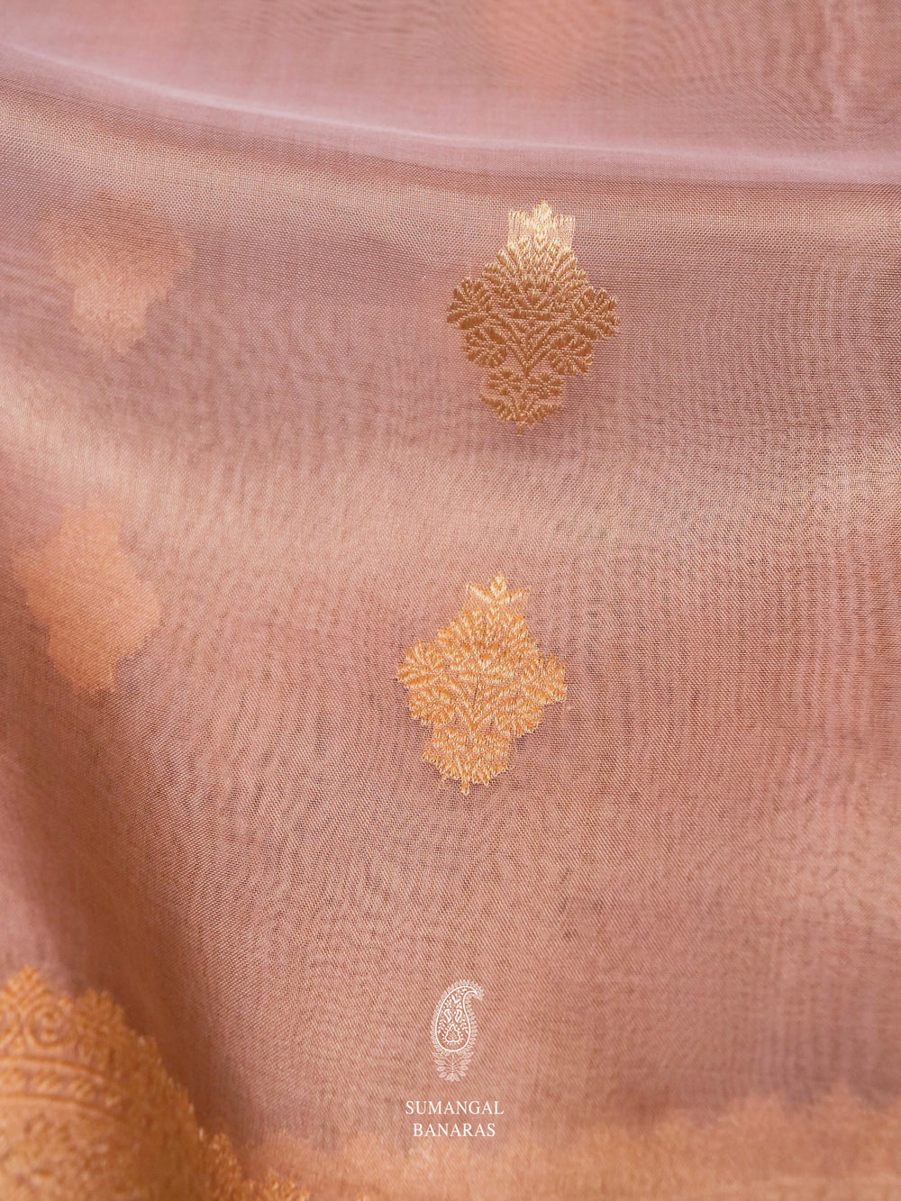 Handwoven Saga Pink  Tissue Silk Saree