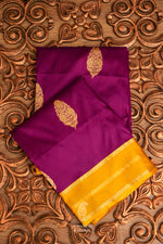 Handwoven Banarsi Magenta Wine Katan Silk Saree