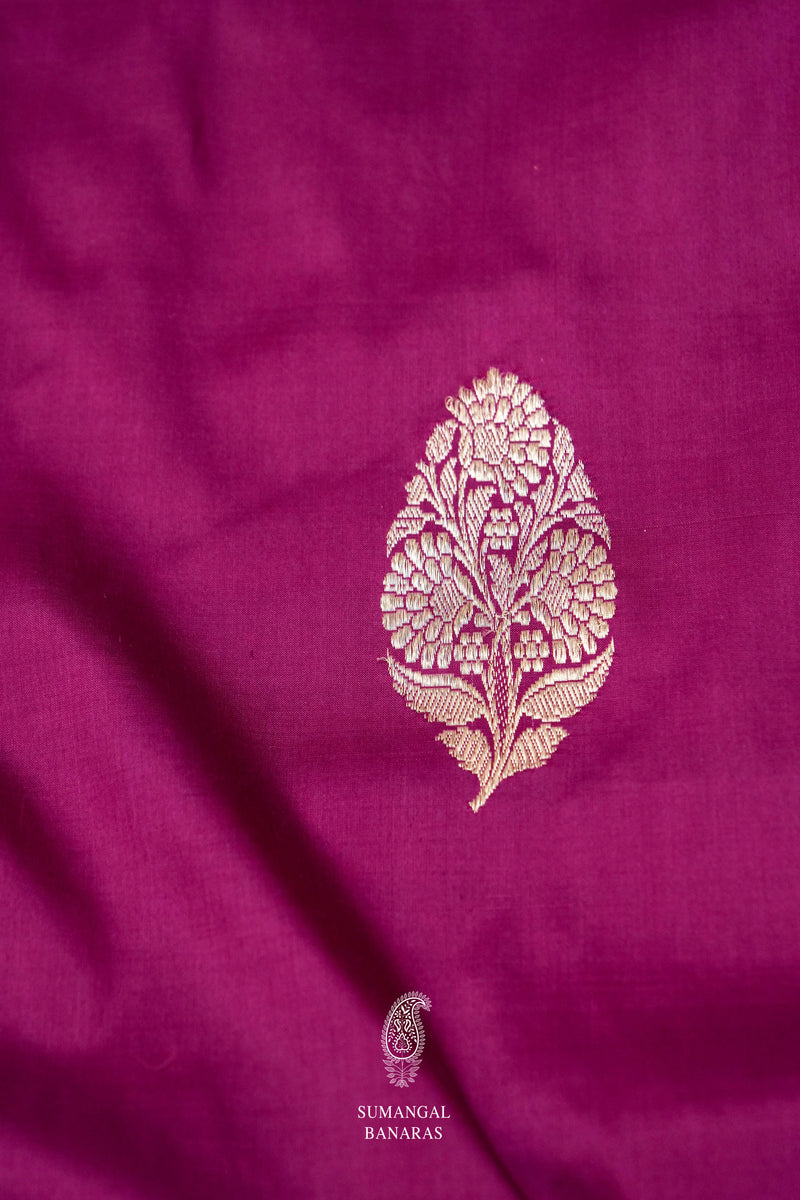 Handwoven Banarsi Magenta Wine Katan Silk Saree