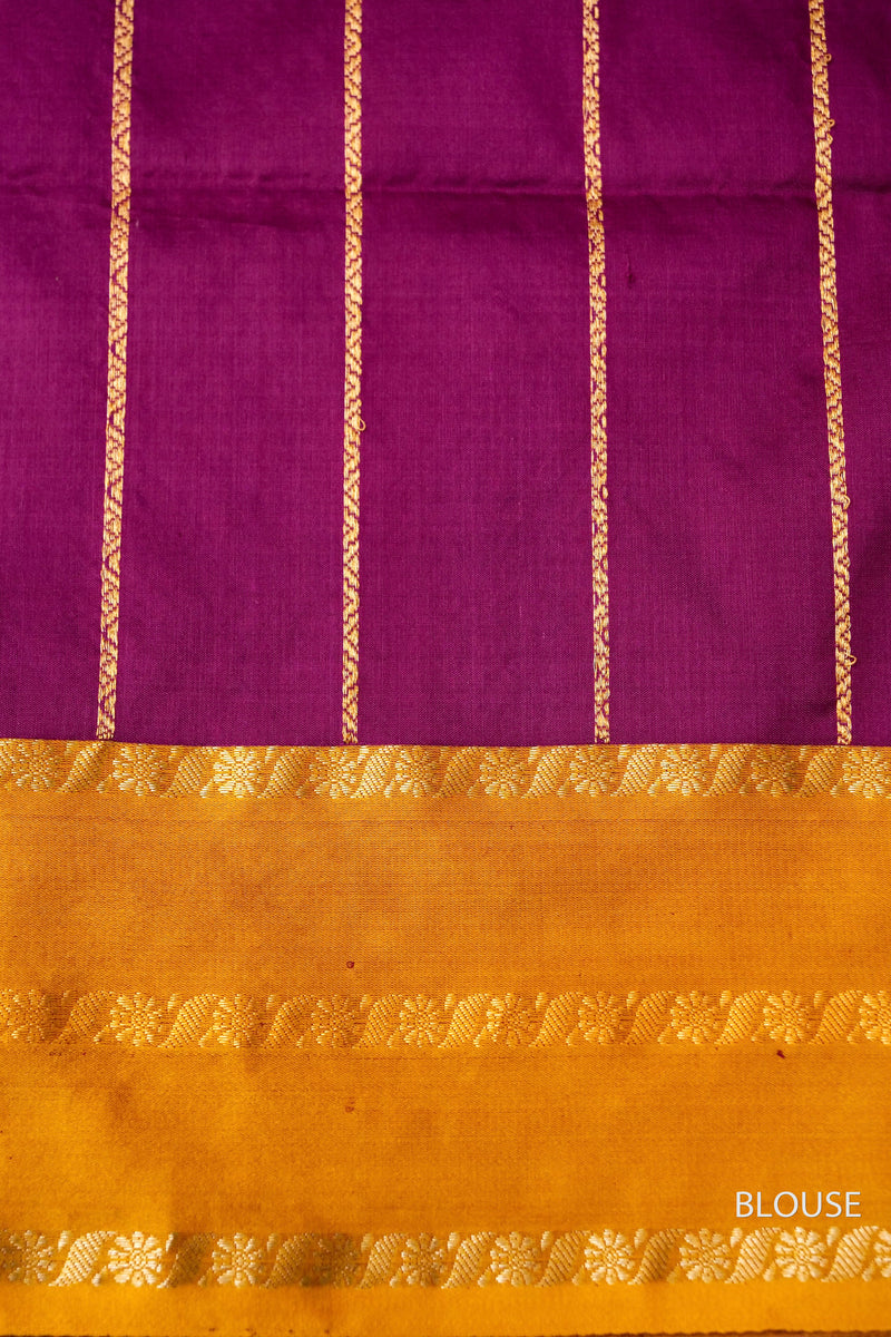 Handwoven Banarsi Magenta Wine Katan Silk Saree