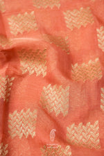 Handwoven Banarsi Coral Orange Georgette Khaddi Silk Saree