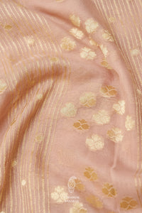 Handwoven Banarsi Baby Pink Georgette Khaddi Silk Saree