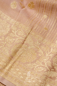 Handwoven Banarsi Baby Pink Georgette Khaddi Silk Saree
