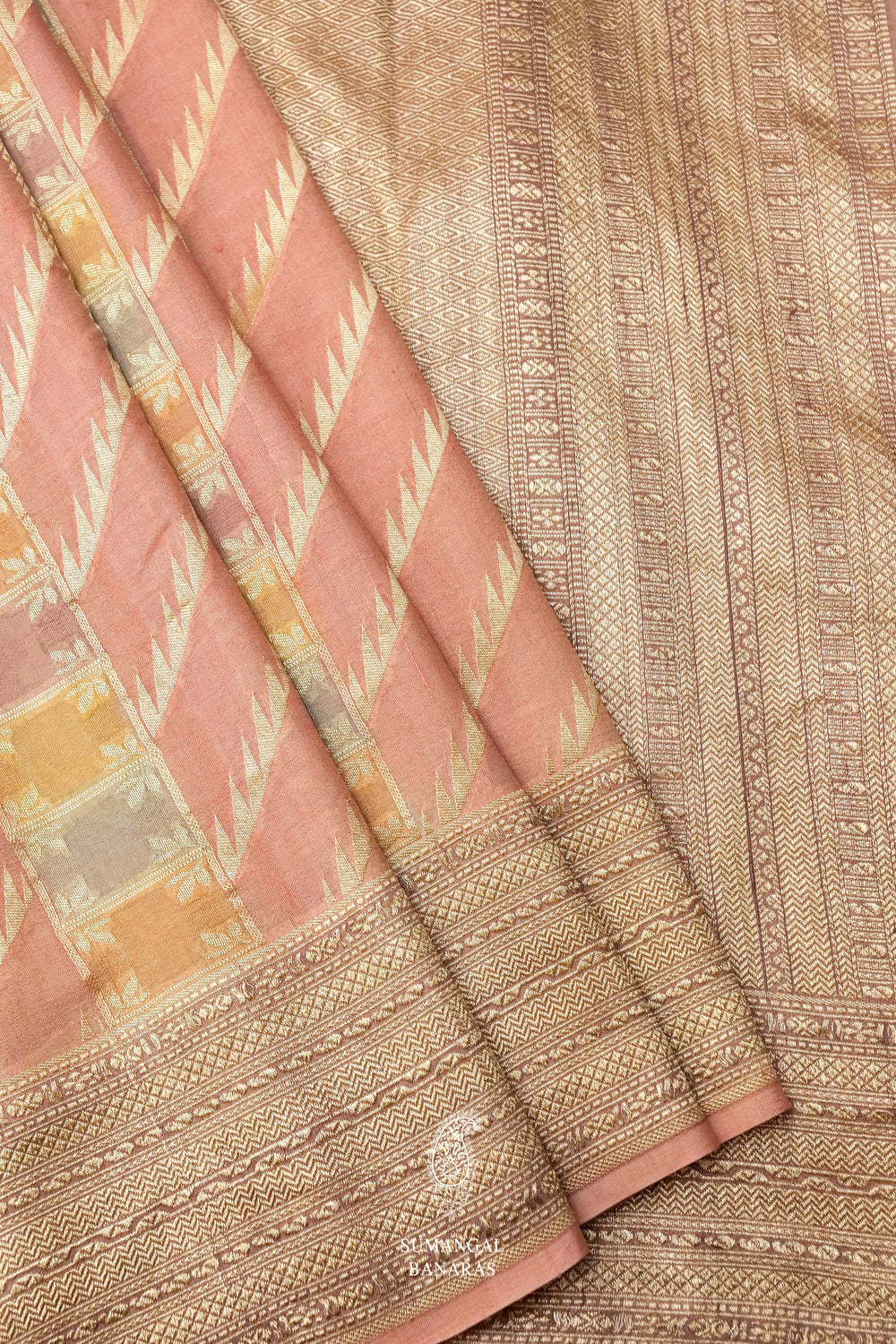 Handwoven Banarsi Rouge Pink Georgette Khaddi Silk Saree