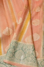 Handwoven Banarsi Crepe Pink Georgette Khaddi Silk Saree