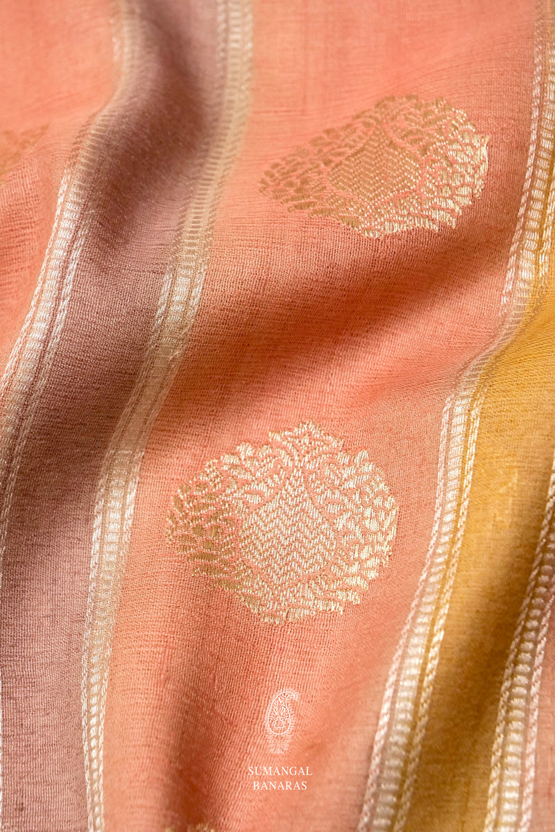 Handwoven Banarsi Crepe Pink Georgette Khaddi Silk Saree