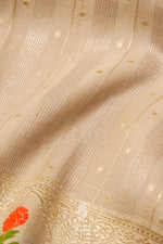 Handwoven Banarsi Mud White Georgette Khaddi Silk Saree