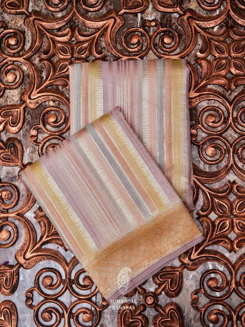 Handwoven Purple Banarasi Rangkat Organza Saree
