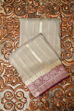 Handwoven Grey Banarasi Tussar Silk Saree