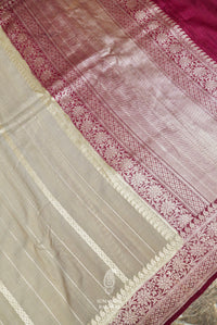 Handwoven Grey Banarasi Tussar Silk Saree