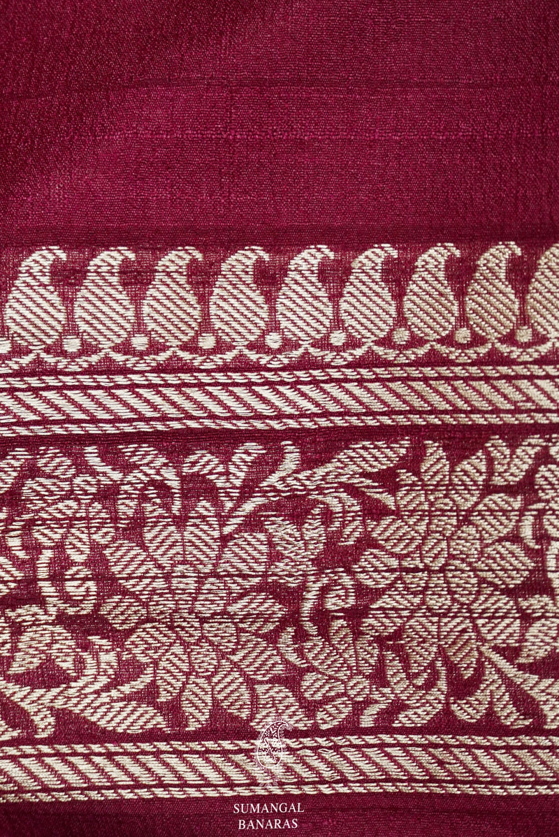 Handwoven Grey Banarasi Tussar Silk Saree
