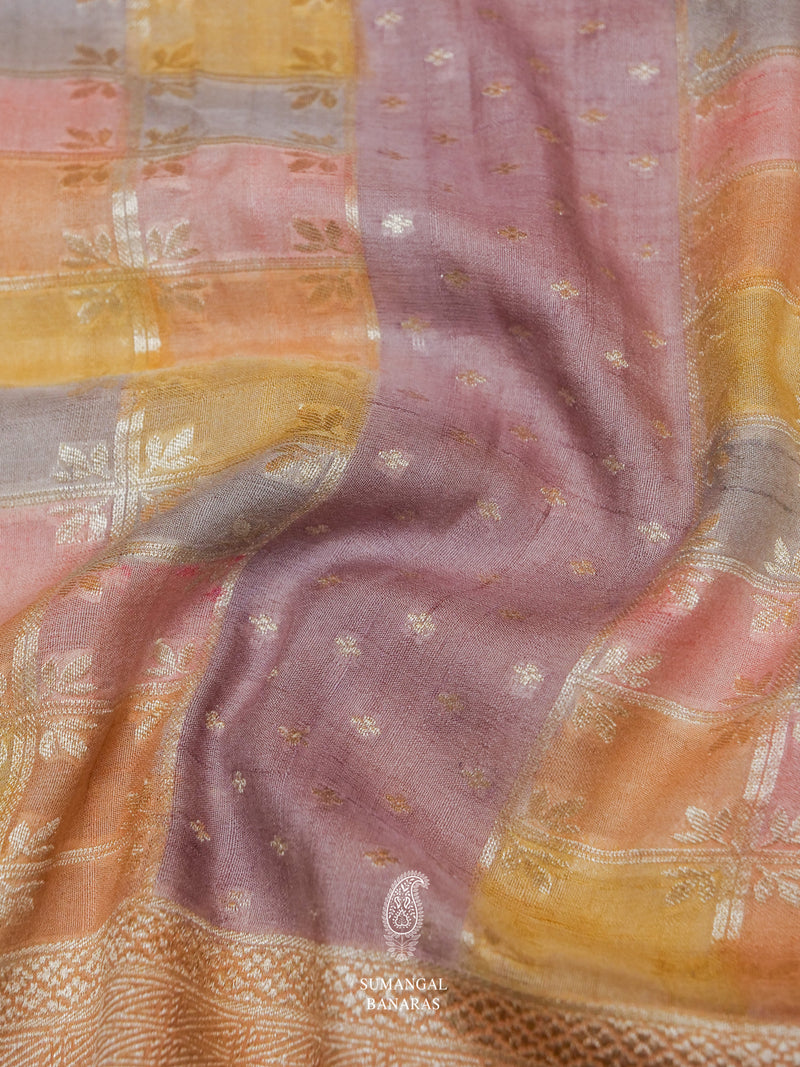 Handwoven Purple Banarasi Rangkat Tussar Silk Saree