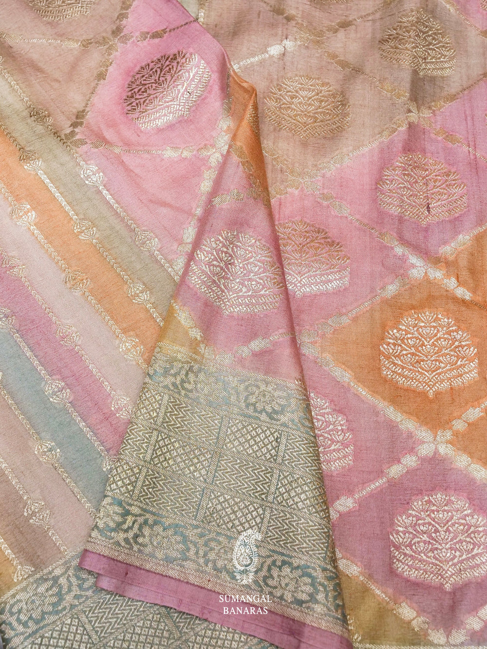 Handwoven Rangkat Banarasi Tussar Silk Saree