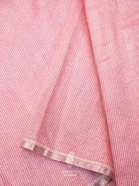 Handwoven Pink Banarasi Silver Tussar Silk Saree