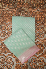 Handwoven Sea Green Banarasi Georgette Silk Saree