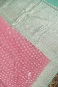 Handwoven Pink Banarasi Georgette Silk Saree