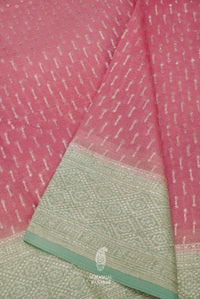 Handwoven Pink Banarasi Georgette Silk Saree