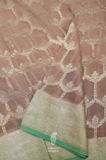 Handwoven Beige Banarasi Georgette Silk Saree
