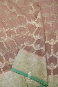 Handwoven Beige Banarasi Georgette Silk Saree