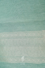 Handwoven Aqua Green Banarasi Linen Saree