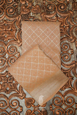 Handwoven Brownish Orange Banarasi Linen Saree