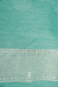 Handwoven Aqua Blue Banarasi Linen Saree