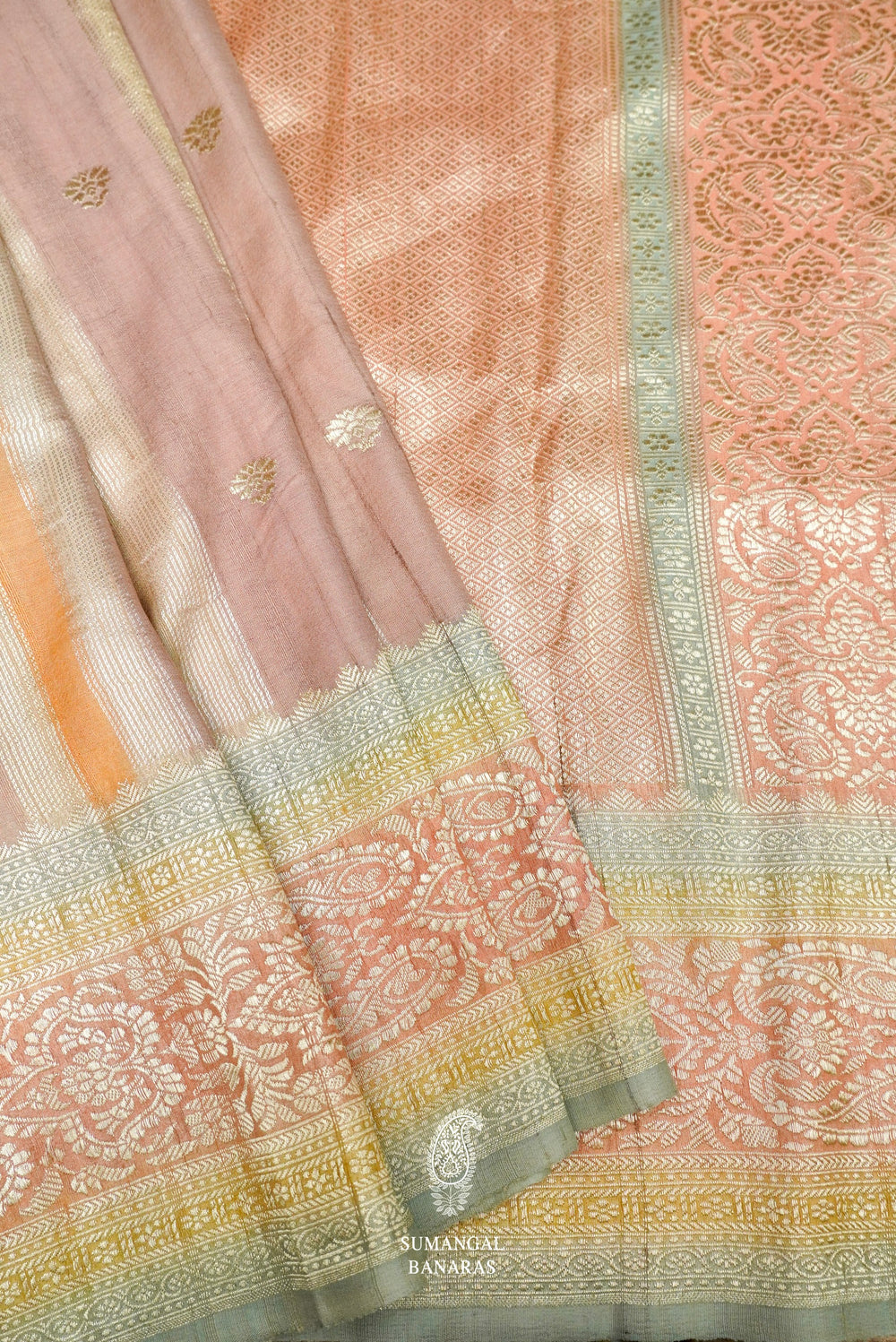 Handwoven Rangkat Banarasi Tussar Silk Saree