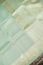 Handwoven Aqua Green Banarasi Tussar Silk Saree
