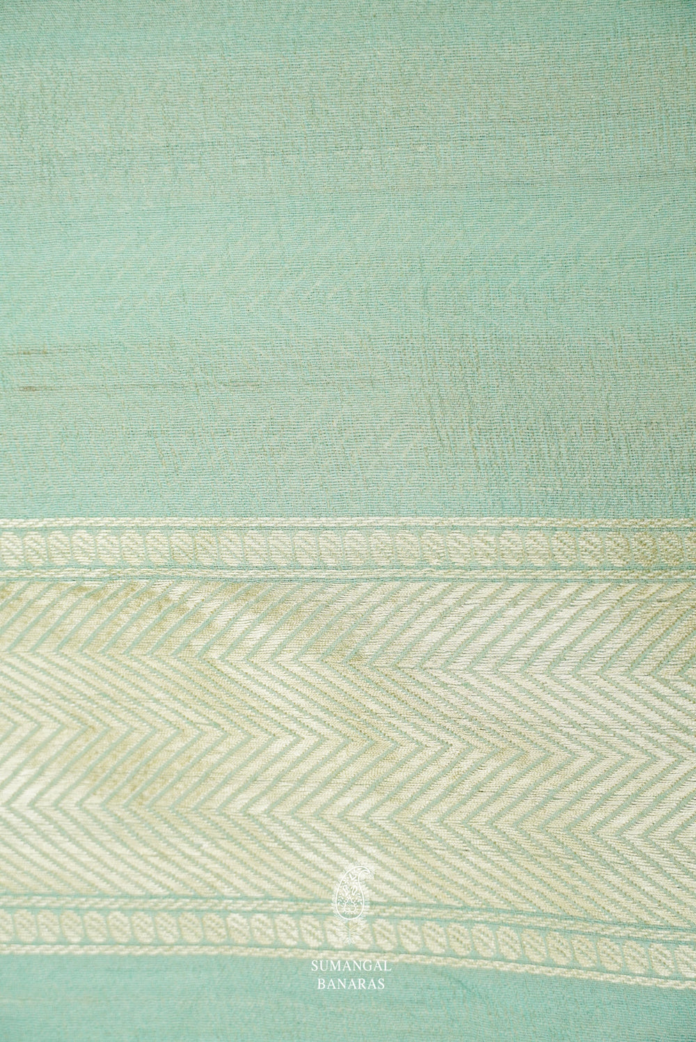 Handwoven Aqua Green Banarasi Tussar Silk Saree