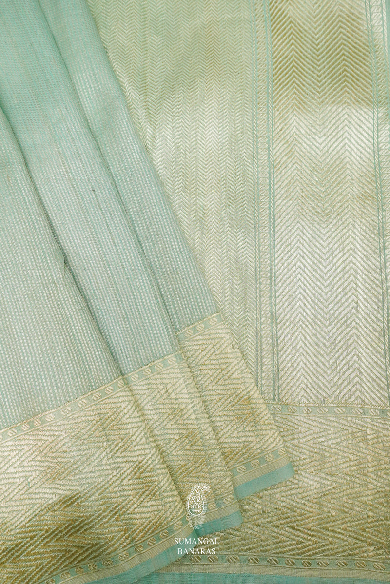 Handwoven Aqua Green Banarasi Tussar Silk Saree