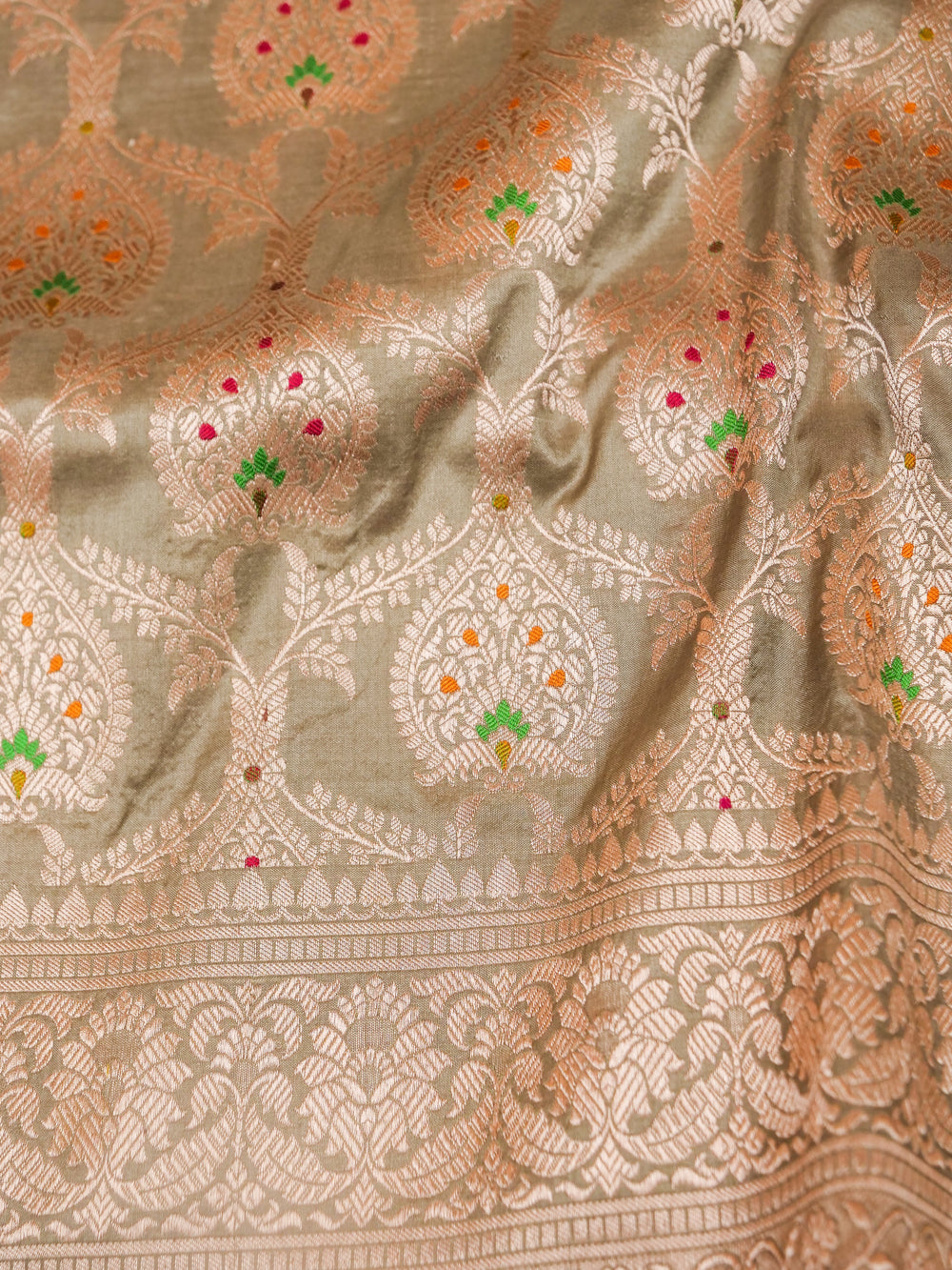 Handwoven Light Green Banarasi Katan Silk Saree