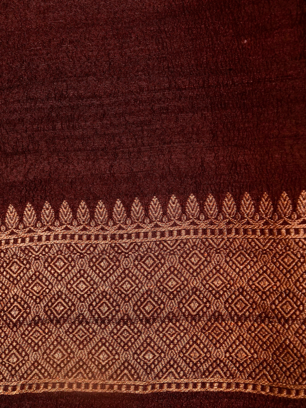 Handwoven Rustic Brown Banarasi Georgette Silk Saree