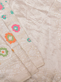 Handwoven Off White Banarasi Georgette Silk Saree