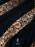 Handwoven Black Banarasi Tussar Georgette Silk Saree