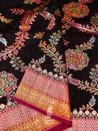 Handwoven Black Banarasi Khaddi Georgette Saree