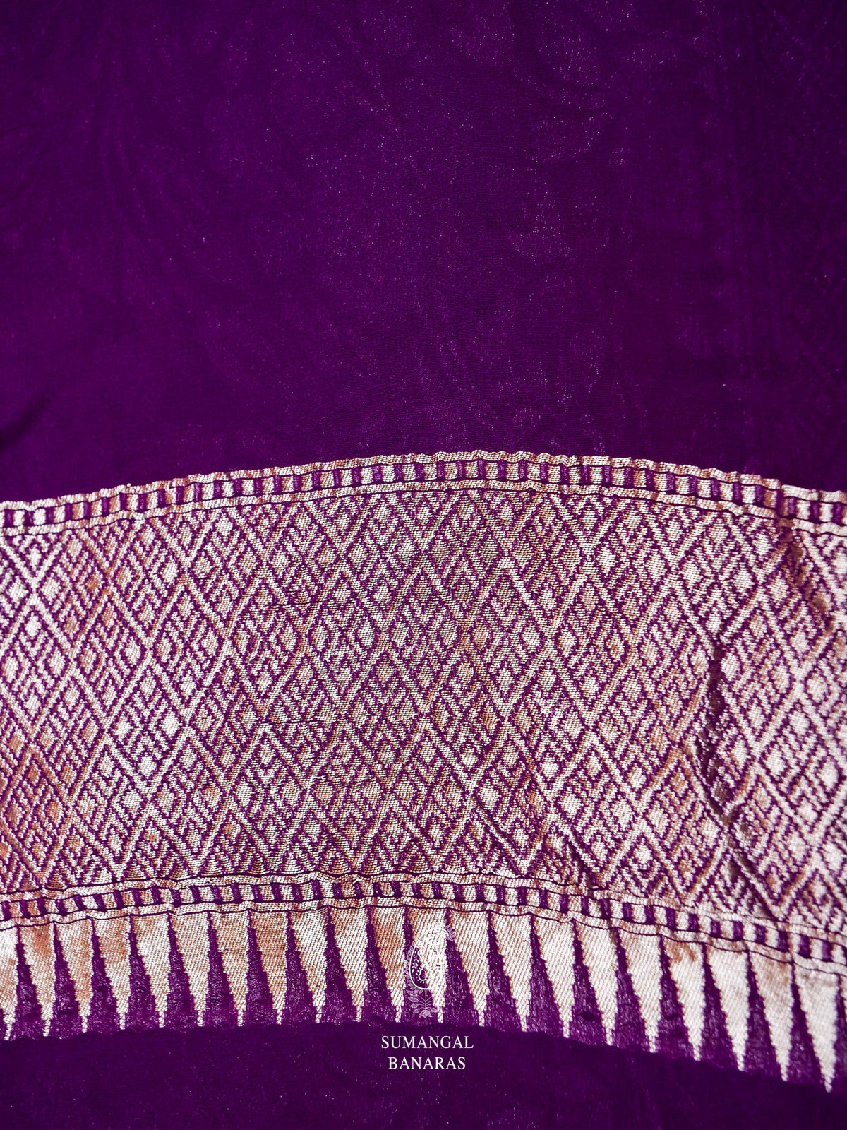 Handwoven Purple Banarasi Khaddi Georgette Saree