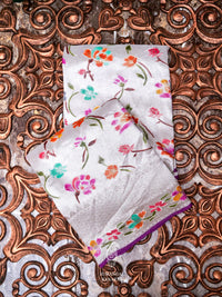 Handwoven Silver Banarasi Khaddi Tissue Silk Saree