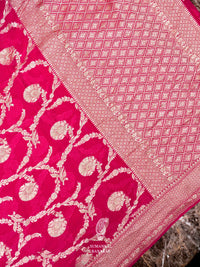 Handwoven Onion Pink Banarasi Khaddi Georgette Saree