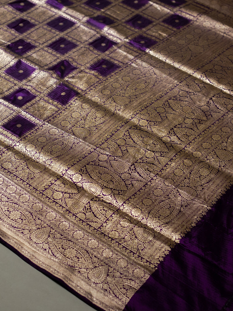 Handwoven Purple Banarasi Katan Silk Saree