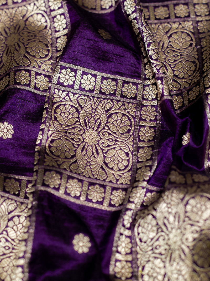 Handwoven Purple Banarasi Katan Silk Saree