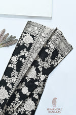 Handwoven Black Banarasi Katan Silk Saree
