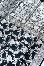 Handwoven Black Banarasi Katan Silk Saree