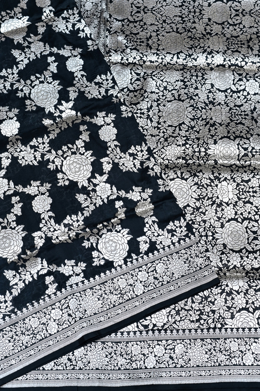 Handwoven Black Banarasi Katan Silk Saree