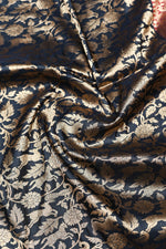 Handwoven Black Shikargah Banarasi Katan Silk Saree